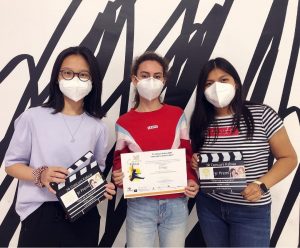 Les tres alumnes de l'Institud Fedac Lleida, creadores del curt 'Diario de Martina'