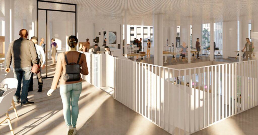 Render de l'interior del nou campus LCI Barcelona