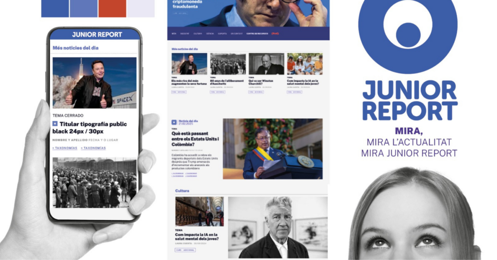 Imatge del nou Junior Report on destaca el disseny, el color blau i la nova tipografia del diari