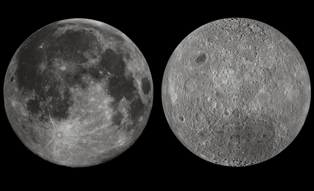 La imatge de la cara visible de la Lluna (esquerra) mostra molta més activitat/NASA-Marc Rovira
