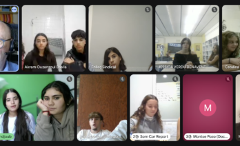 Els redactors i redactores del projecte de revistes escolars de Junior Report, participen en el webinar de Cáritas Española sobre el canvi climàtic i sostenibilitat.